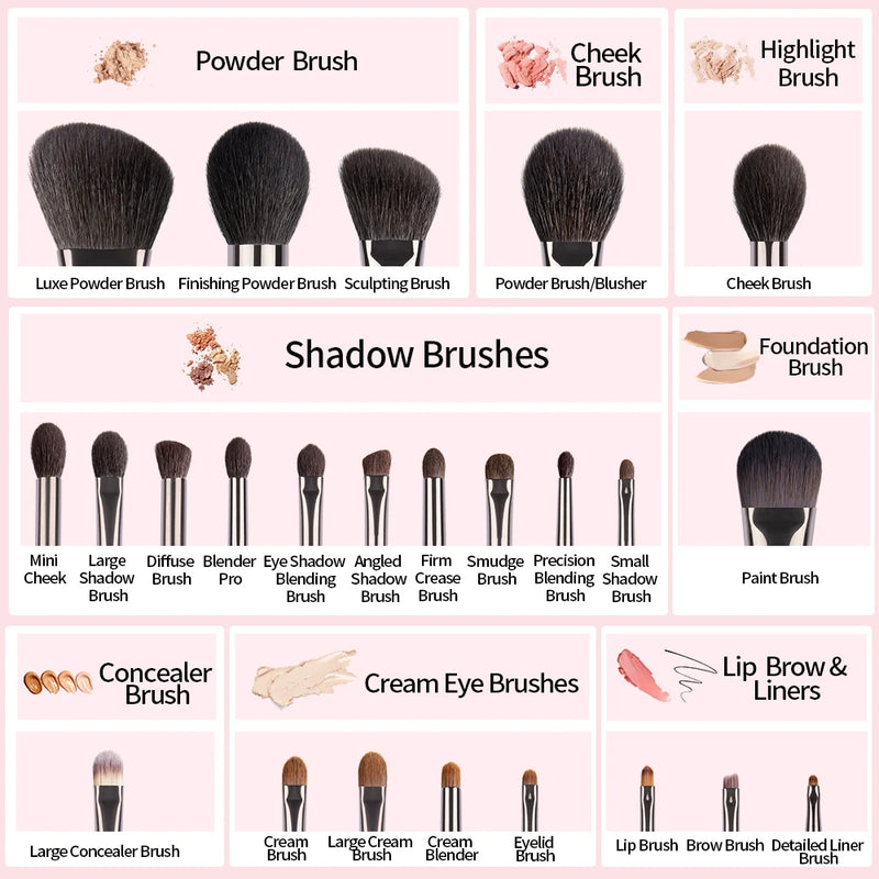 OVW Makeup Brushes Set Professional Tools Goat Hair Powder Blusher Eyeshadow Blending Foundation Cosmetic for Make Up