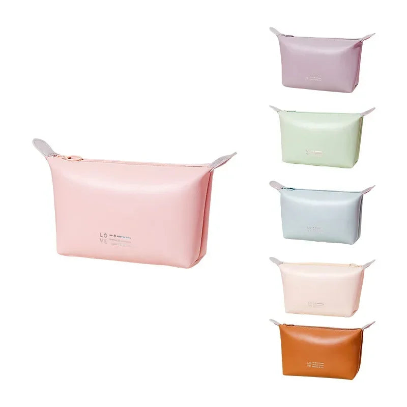 Cosmetic Bags For Women Elegant PU Leather Make Up Pouch Travel Toiletries Organizer Storage Hangbag Korean Carry-on Makeup Tote