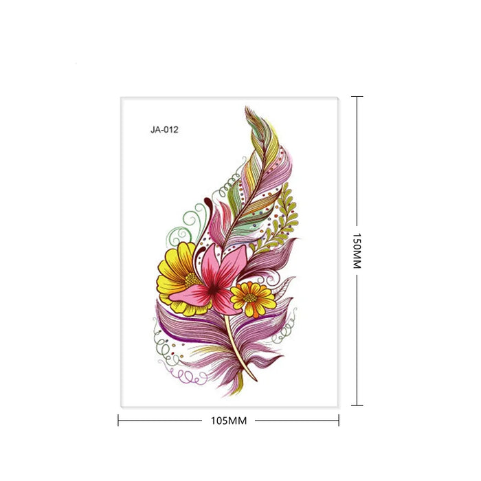 Festiva Handpainted Style Flower Feathers Temporary Tattoo Sticker Body Art Plumage Tatto Disposable Make Up tatouage temporaire