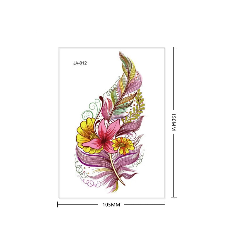 Festiva Handpainted Style Flower Feathers Temporary Tattoo Sticker Body Art Plumage Tatto Disposable Make Up tatouage temporaire