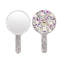 Luxury Diamond Hand Mirror Love Heart Mirror Female Handle Makeup Cosmetic Beauty Tools Handheld Vanity Make Up Mirror For Girls