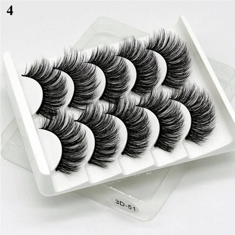 New 5pairs Winged Lashes Mink Fluffy False Eyelashes Beauty Korean Natural Eyelashes Make up Eyelash Strands