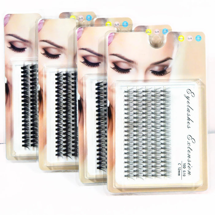 Individual Imitation Mink Eyelash Extensions for Make Up, Natural Thick Lashes, 1Box, 100 Bundles, 10, 20, 30D