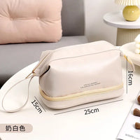 Cosmetic Bags For Women Elegant PU Leather Make Up Pouch Travel Toiletries Organizer Storage Hangbag Korean Carry-on Makeup Tote