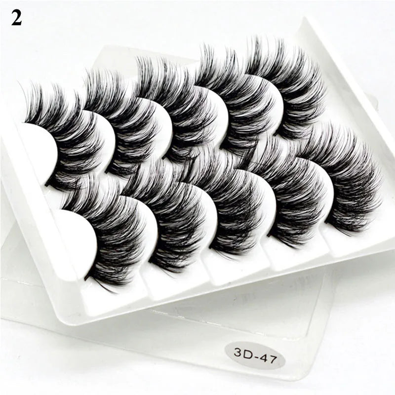 New 5pairs Winged Lashes Mink Fluffy False Eyelashes Beauty Korean Natural Eyelashes Make up Eyelash Strands