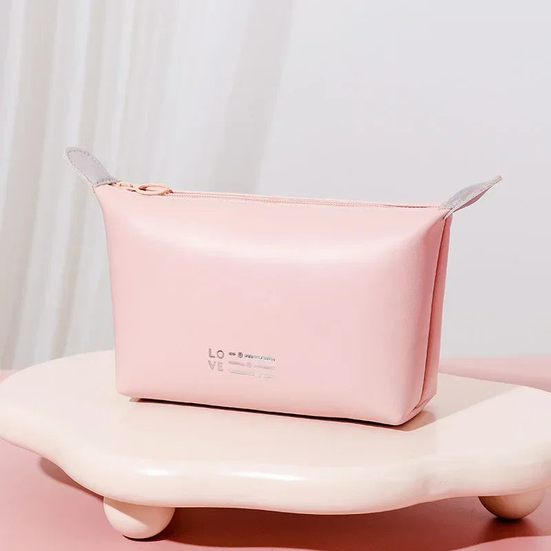 Cosmetic Bags For Women Elegant PU Leather Make Up Pouch Travel Toiletries Organizer Storage Hangbag Korean Carry-on Makeup Tote