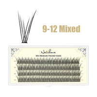 NATUHANA Fish Tail shape Eyelash Extension 3D/12D Effect Premade Russian Volume Fans Individual Faux Mink Eyelashes for Make Up