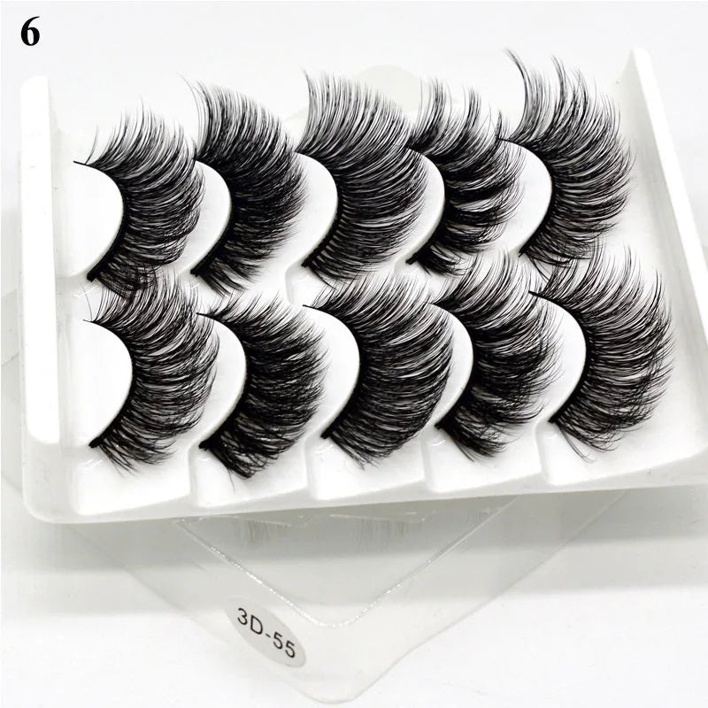 New 5pairs Winged Lashes Mink Fluffy False Eyelashes Beauty Korean Natural Eyelashes Make up Eyelash Strands