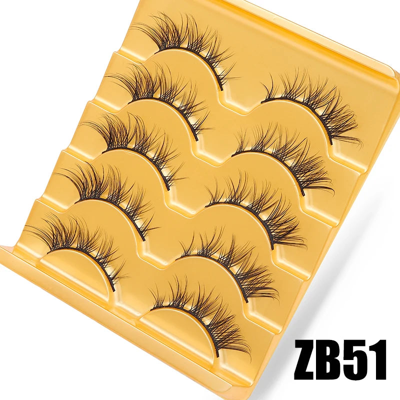 New 5pairs Winged Lashes Mink Fluffy False Eyelashes Beauty Korean Natural Eyelashes Make up Eyelash Strands