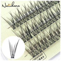 NATUHANA Fish Tail shape Eyelash Extension 3D/12D Effect Premade Russian Volume Fans Individual Faux Mink Eyelashes for Make Up