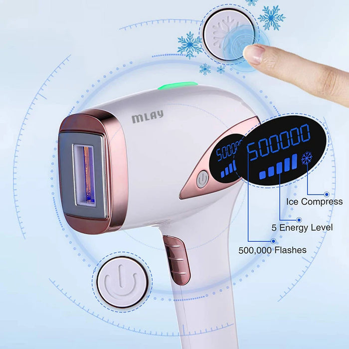 Mlay Laser T4 Laser Hair Removal Device ICE Cold Laser Painless Hair Removal IPL Epilation Flashes 500000 mlay IPL Home Laser