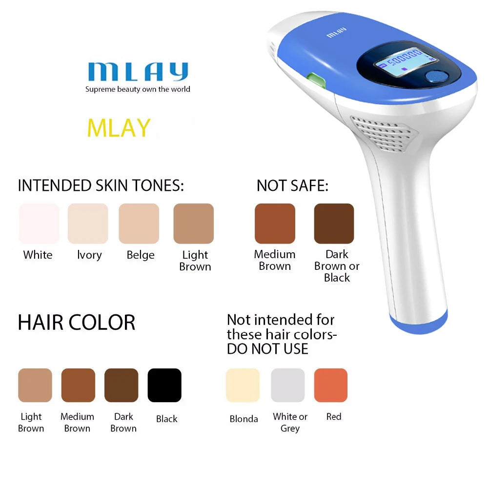 MLAY T3 Laser Hair Removal Device IPL Laser Epilator with 500000 Shots Home Use Bikinis Depilador for Women Laser Hair Removal