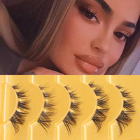 New 5pairs Winged Lashes Mink Fluffy False Eyelashes Beauty Korean Natural Eyelashes Make up Eyelash Strands