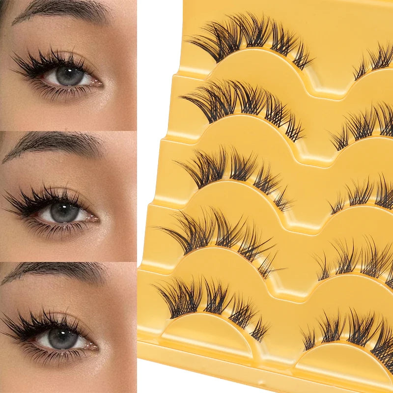 New 5pairs Winged Lashes Mink Fluffy False Eyelashes Beauty Korean Natural Eyelashes Make up Eyelash Strands