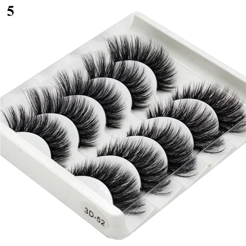 New 5pairs Winged Lashes Mink Fluffy False Eyelashes Beauty Korean Natural Eyelashes Make up Eyelash Strands