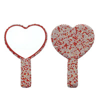 Luxury Diamond Hand Mirror Love Heart Mirror Female Handle Makeup Cosmetic Beauty Tools Handheld Vanity Make Up Mirror For Girls